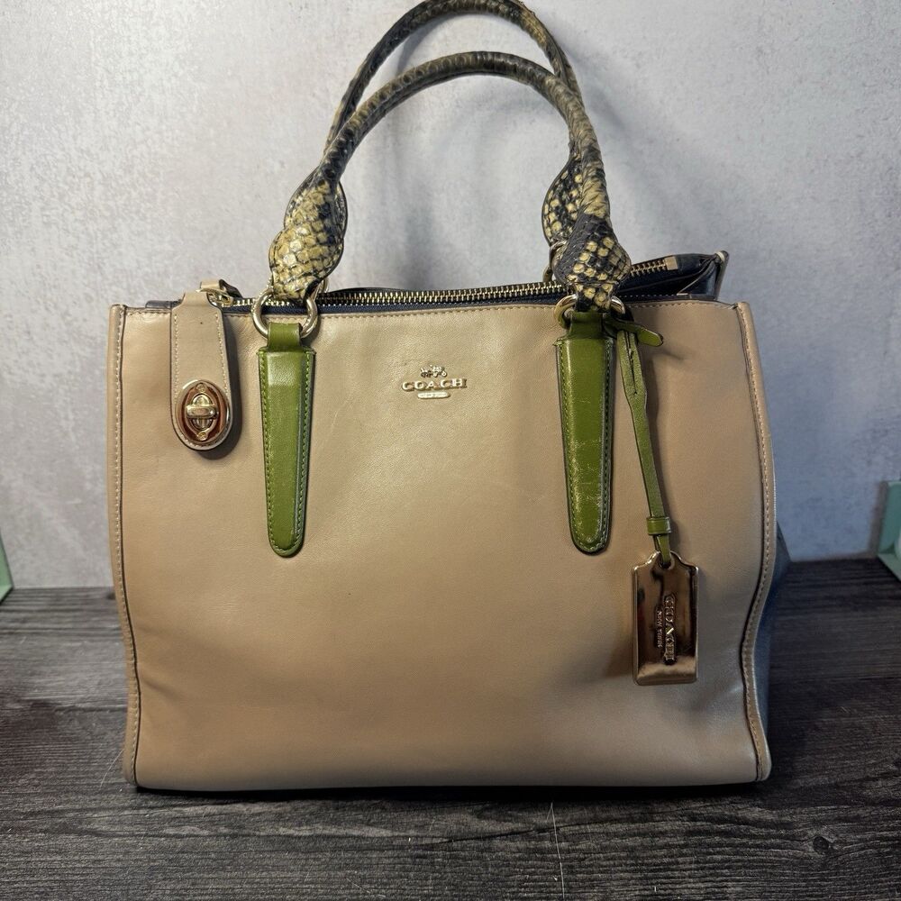 Designer Coach Crosby CarryAll Double Zip Leather Satchel Shoulder Bag #33545